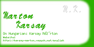 marton karsay business card